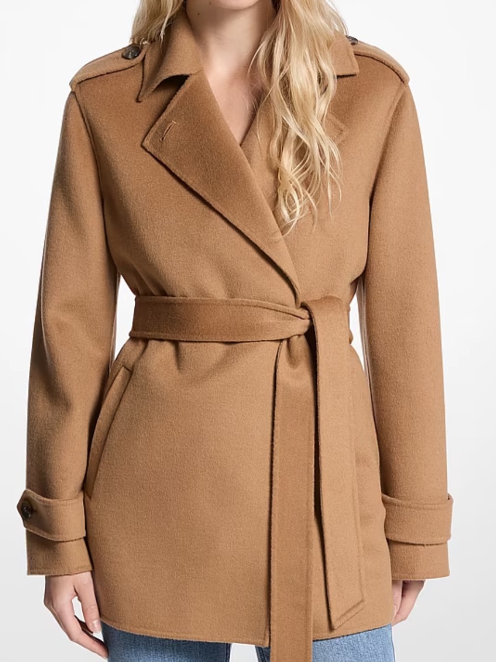 NWT Michael Kors Dark Camel Wool-blend Coat (SIZE:LARGE)